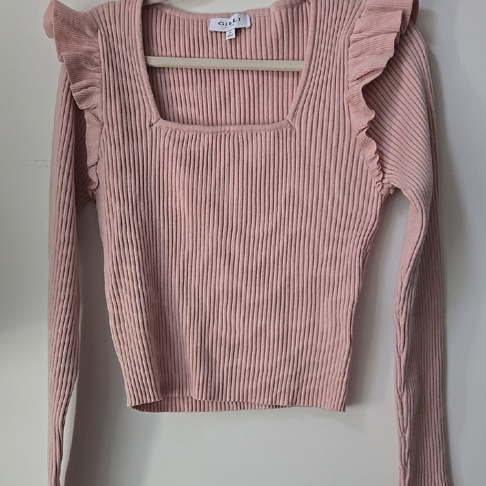 Women's Pink Ribbed Top